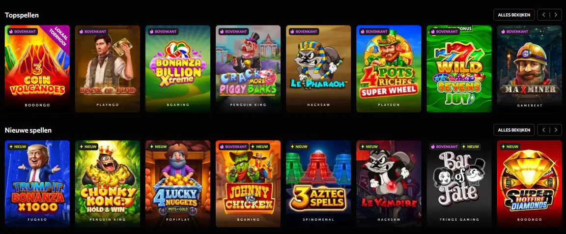 Populaire en nieuwe gokkasten bij Instasino met titels van verschillende spelontwikkelaars